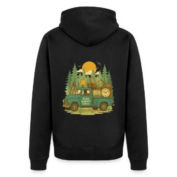 Flea Market Express Retro Vintage - Unisex Premium Organic Zip Hoodie - black - Back - Nico (187cm)