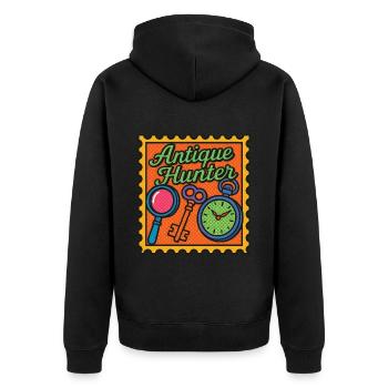 Antique Hunter Retro Vintage Design for Collectors - Unisex Premium Organic Zip Hoodie - black - Back - Nico (187cm)