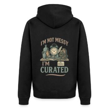 Collectionneur d’antiquités Messy Curated - Veste à capuche bio Premium Unisexe - noir - Dos - Nico (187cm)