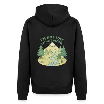 I'm not lost, I'm just offline - Unisex Premium Organic Zip Hoodie - black - Back - Nico (187cm)