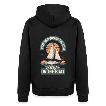 What happens on the boat humorous captain - Unisex Premium Organic Zip Hoodie - black - Back - Nico (187cm)