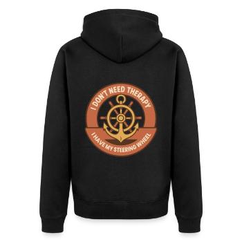 Funny Saying Ship Boat Captain Therapy - Unisex Premium Organic Zip Hoodie - black - Back - Nico (187cm)