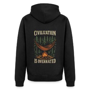 Civilization is overrated prepper survival - Unisex Premium Organic Zip Hoodie - black - Back - Nico (187cm)