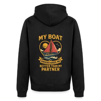 My Boat Understands Me Better Humor Captain - Unisex Premium Organic Zip Hoodie - black - Back - Nico (187cm)