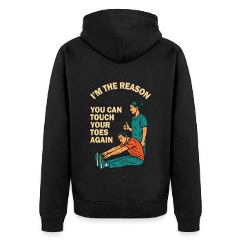Physiotherapist The reason for exercise saying - Unisex Premium Organic Zip Hoodie - black - Back - Nico (187cm)