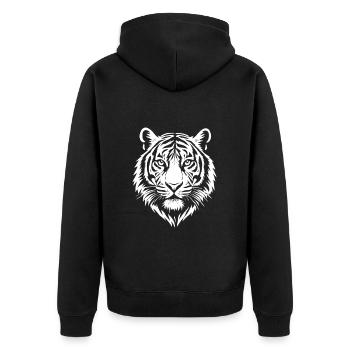 Tiger - Tiger Head - Big Cat - Costume - Unisex Premium Organic Zip Hoodie - black - Back - Nico (187cm)