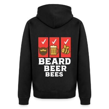Bienen Imker Beard Beer Bees Honig Bienen - Unisex Premium Bio Zip Hoodie - Schwarz - Hinten - Nico (187cm)