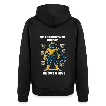 Bee Beekeeper Superpower Hive Honey - Unisex Premium Organic Zip Hoodie - black - Back - Nico (187cm)