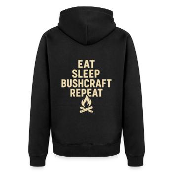 Eat Sleep Bushcraft Repetition Prepper - Unisex Premium Organic Zip Hoodie - black - Back - Nico (187cm)