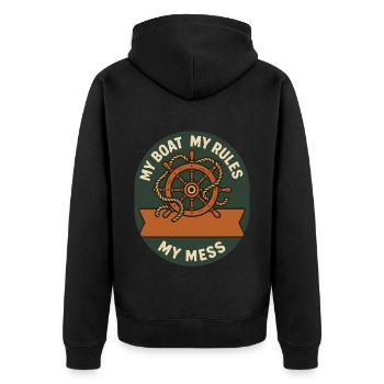 Mon bateau Mes règles Nautique Vintage Navigation - Veste à capuche bio Premium Unisexe - noir - Dos - Nico (187cm)
