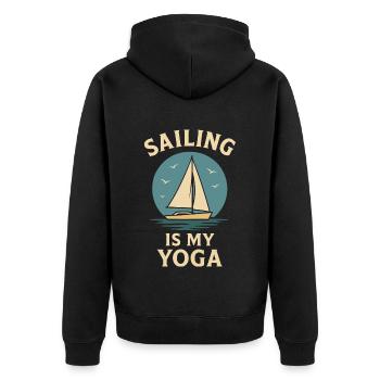 Sailing Is My Yoga Captain Boat Nautical - Unisex Premium Organic Zip Hoodie - black - Back - Nico (187cm)