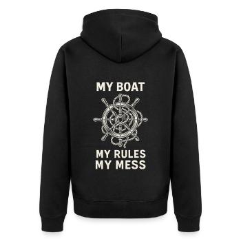 Mon bateau Mes règles Mon Chaos Capitaine Humour - Veste à capuche bio Premium Unisexe - noir - Dos - Nico (187cm)