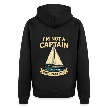 Funny saying I'm not a captain Saying - Unisex Premium Organic Zip Hoodie - black - Back - Nico (187cm)