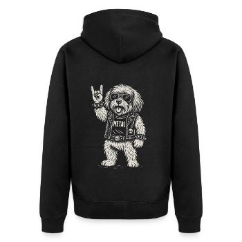 Metall Havaneser Hund Rockmusik Heavy Metal Lustig - Unisex Premium Bio Zip Hoodie - Schwarz - Hinten - Nico (187cm)