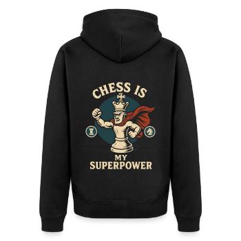 Schach Ist Meine Superkraft Lustiges - Unisex Premium Bio Zip Hoodie - Schwarz - Hinten - Nico (187cm)