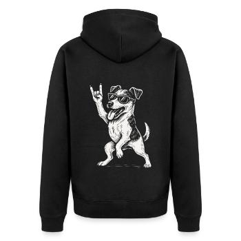 Rock Musique Chien Heavy Metal Humour Jack Russell - Veste à capuche bio Premium Unisexe - noir - Dos - Nico (187cm)