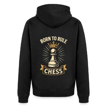 Born To Rule Schach Für Schachliebhaber - Unisex Premium Bio Zip Hoodie - Schwarz - Hinten - Nico (187cm)