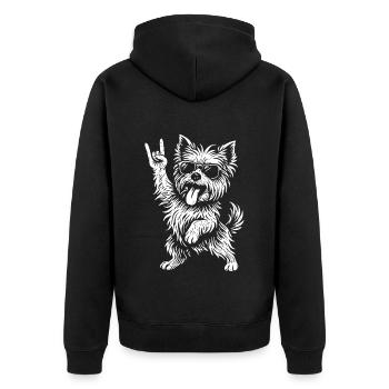 Rock Musique Drôle Yorkshire Terrier Chien Lourd - Veste à capuche bio Premium Unisexe - noir - Dos - Nico (187cm)
