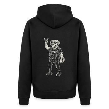 Rock Musique Drôle Chien Golden Retriever Heavy Metal - Veste à capuche bio Premium Unisexe - noir - Dos - Nico (187cm)