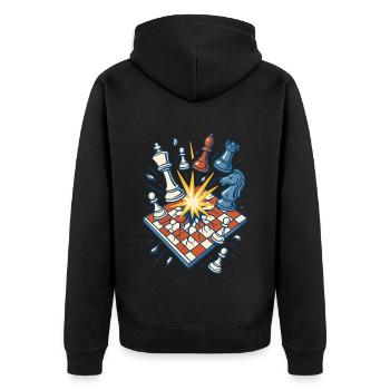Chess Explosion Funny Chess Player Design - Unisex Premium Organic Zip Hoodie - black - Back - Nico (187cm)