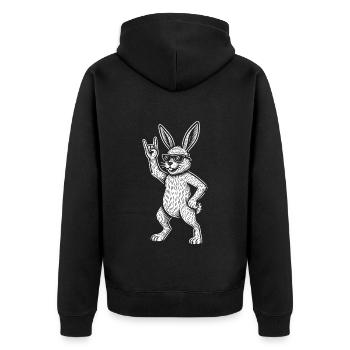 Rock Musique Lapin Métal Musique Drôle Lourd - Veste à capuche bio Premium Unisexe - noir - Dos - Nico (187cm)