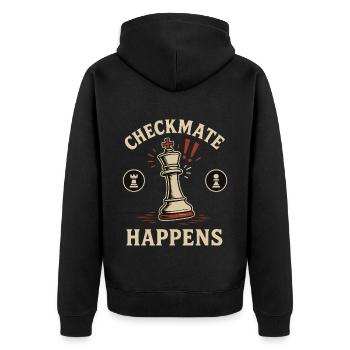 Chess Player Game Checkmate Happens - Unisex Premium Organic Zip Hoodie - black - Back - Nico (187cm)