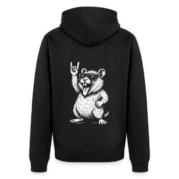 Metal Music Rock Musik Hamster Heavy Metal - Unisex Premium Bio Zip Hoodie - Schwarz - Hinten - Nico (187cm)