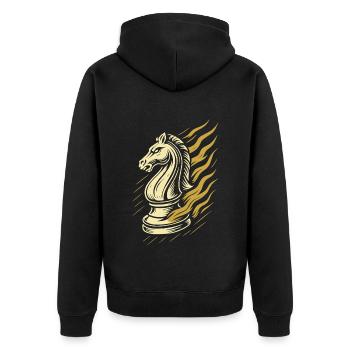 Chess Player Knight Figure Board Game - Unisex Premium Organic Zip Hoodie - black - Back - Nico (187cm)
