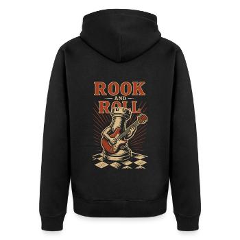 Rook And Roll Chess Player Board Game Fun - Unisex Premium Organic Zip Hoodie - black - Back - Nico (187cm)