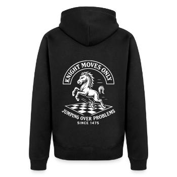 knight moves only chess players humor - Unisex Premium Organic Zip Hoodie - black - Back - Nico (187cm)