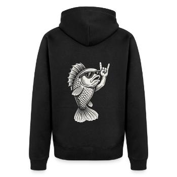 Metal Music Goldfish Rock Music Funny Fish Rock - Unisex Premium Organic Zip Hoodie - black - Back - Nico (187cm)