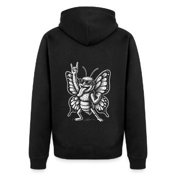 Rockmusik Schmetterling Lustig Heavy Metal - Unisex Premium Bio Zip Hoodie - Schwarz - Hinten - Nico (187cm)