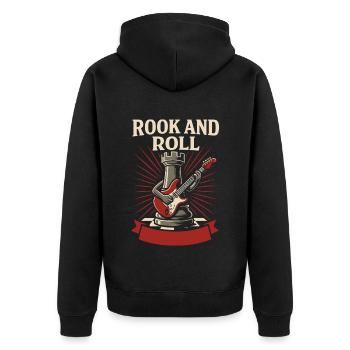 Rook And Roll Schachspieler Lustiger Schachclub - Unisex Premium Bio Zip Hoodie - Schwarz - Hinten - Nico (187cm)