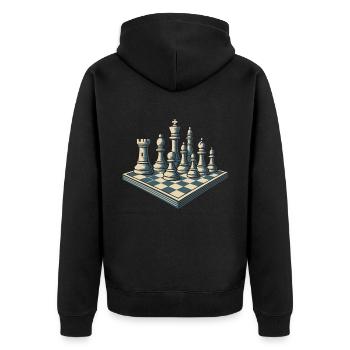 Chess Player Board Game Men Women - Unisex Premium Organic Zip Hoodie - black - Back - Nico (187cm)