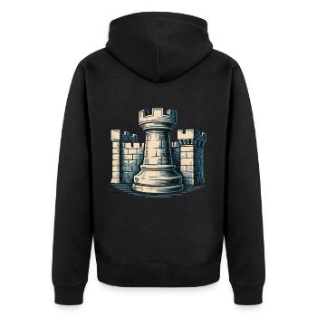 Chess Rook Fortress Schachspieler Vereinigen Sich - Unisex Premium Bio Zip Hoodie - Schwarz - Hinten - Nico (187cm)