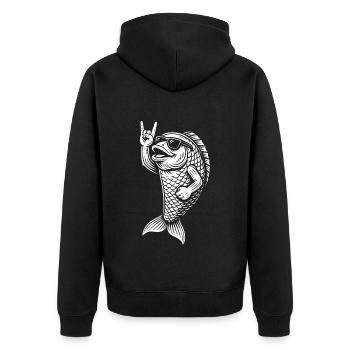Rockmusik Metal Musik Fisch Lustig Heavy Metal - Unisex Premium Bio Zip Hoodie - Schwarz - Hinten - Nico (187cm)