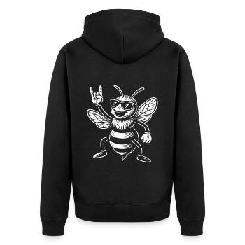 Rock Music Funny Heavy Metal Bee - Unisex Premium Organic Zip Hoodie - black - Back - Nico (187cm)
