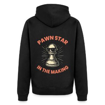 Bauernstar Im Entstehen Schachspieler-liebhaber - Unisex Premium Bio Zip Hoodie - Schwarz - Hinten - Nico (187cm)