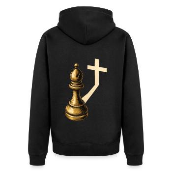 Chess Players Chess Pieces Bishops Shadows - Unisex Premium Organic Zip Hoodie - black - Back - Nico (187cm)