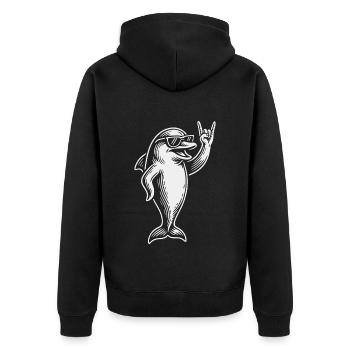 Rock Music Funny Dolphin Heavy Metal Retro - Unisex Premium Organic Zip Hoodie - black - Back - Nico (187cm)