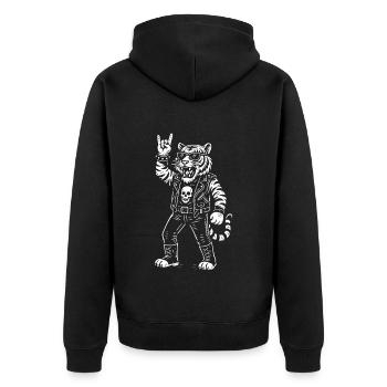 Tiger Liebt Rock Musik Metal Musik Heavy Metal - Unisex Premium Bio Zip Hoodie - Schwarz - Hinten - Nico (187cm)