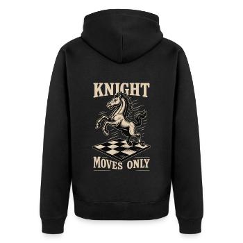 Ritter Bewegt Sich Nur Schachspieler Brettspiel - Unisex Premium Bio Zip Hoodie - Schwarz - Hinten - Nico (187cm)