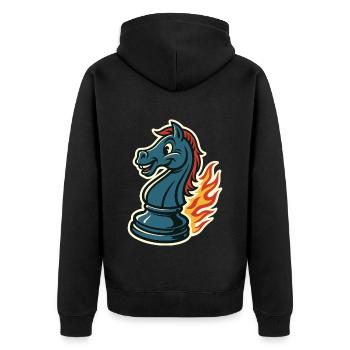 Schach-ritter In Flammen Lustiges - Unisex Premium Bio Zip Hoodie - Schwarz - Hinten - Nico (187cm)