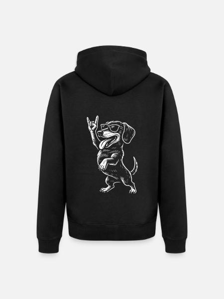 Rockmusik Metal Musik Dackel Lustig Heavy Metal - Premium økologisk unisex-hættejakke - sort