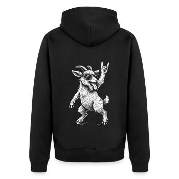 Metal Musik Pygmäen Ziege Rock Musik Heavy Metal - Unisex Premium Bio Zip Hoodie - Schwarz - Hinten - Nico (187cm)