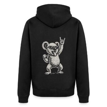 Rockmusik Lustig Heavy Metal Koala Retro - Unisex Premium Bio Zip Hoodie - Schwarz - Hinten - Nico (187cm)