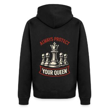 Protégez toujours votre joueuse d’échecs reine - Veste à capuche bio Premium Unisexe - noir - Dos - Nico (187cm)