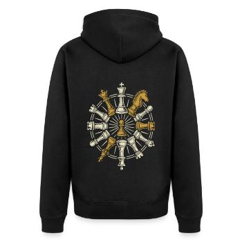 pièces d’échecs roue mandala jeu de société de joueur d’échecs - Veste à capuche bio Premium Unisexe - noir - Dos - Nico (187cm)