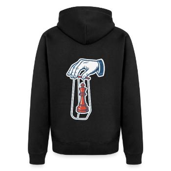 Schachspieler Lustige Schachkönig Puppe - Unisex Premium Bio Zip Hoodie - Schwarz - Hinten - Nico (187cm)