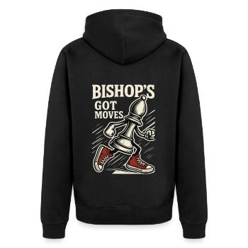 Bishop's Got Moves Chess Player Board Game - Unisex Premium Organic Zip Hoodie - black - Back - Nico (187cm)